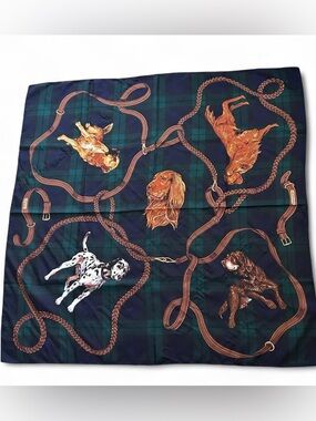 Vintage polo Ralph Lauren silk scarf with hunting dogs